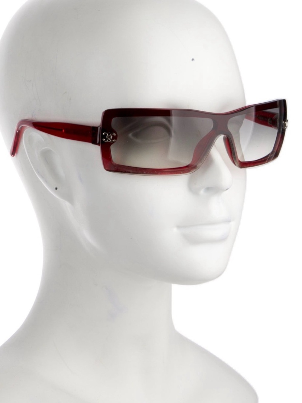 CHANEL Vintage 5067 Red Plastic gradient Rectangular Mask Sunglasses Y2K CC Logo
